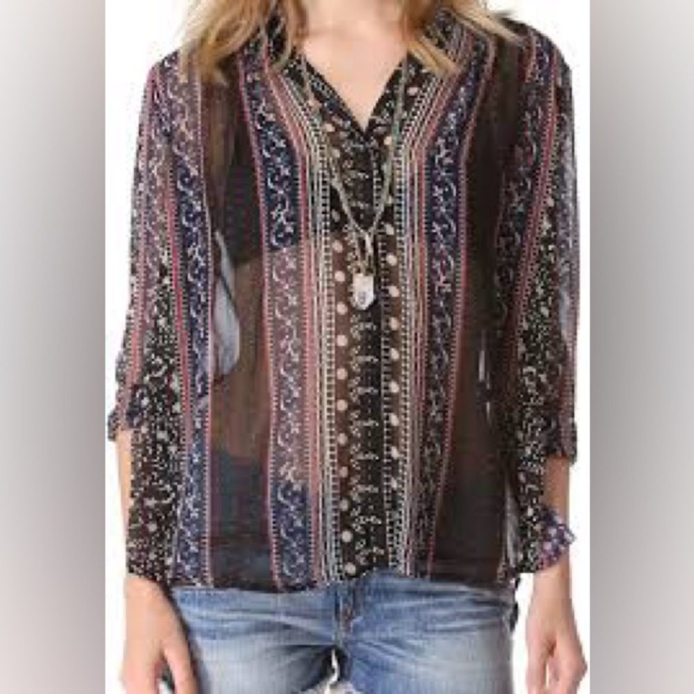 Free People Moonlight black sheer blouse/ cover up